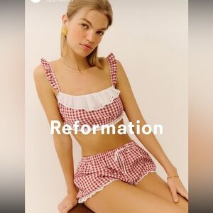 Reformation Red and White Gingham Dress